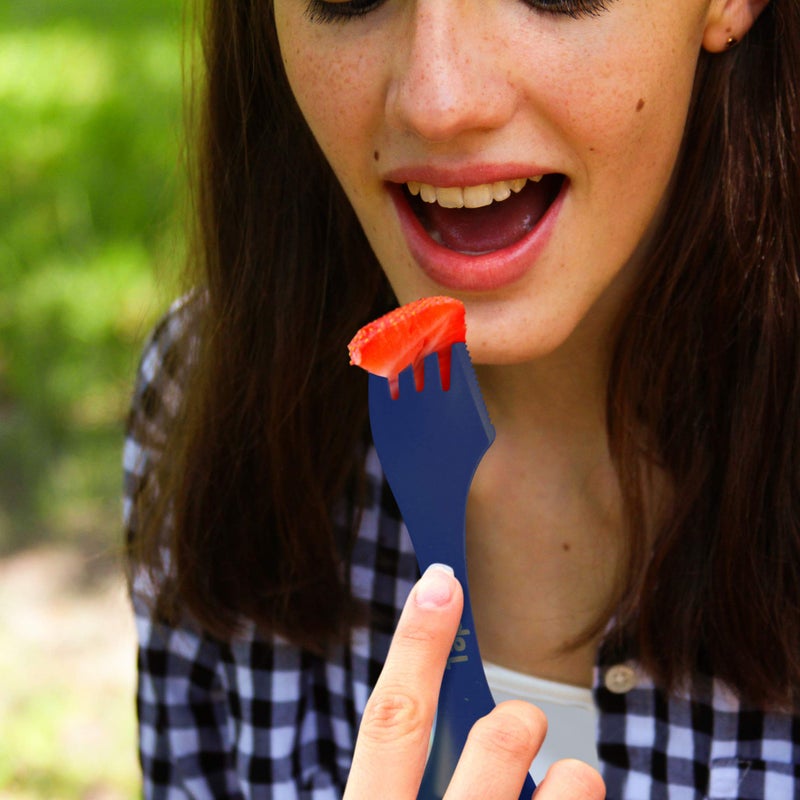 Tapirus - 4 Orange Spork to Go Set - 7-inch Durable & BPA Free Sporks - Spoon, Fork and Knife Combo Utensils Flatware - Mess Kit for Camping, Hunting and Outdoor Activities - Comes in a Carrying Case - Image 4